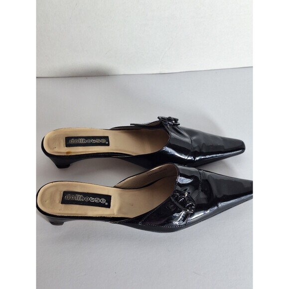 Vintage Y2K Dollhouse Darby Patent Leather Pointed Toe Mules Sz 9M Witchy Gothic - Picture 2 of 12